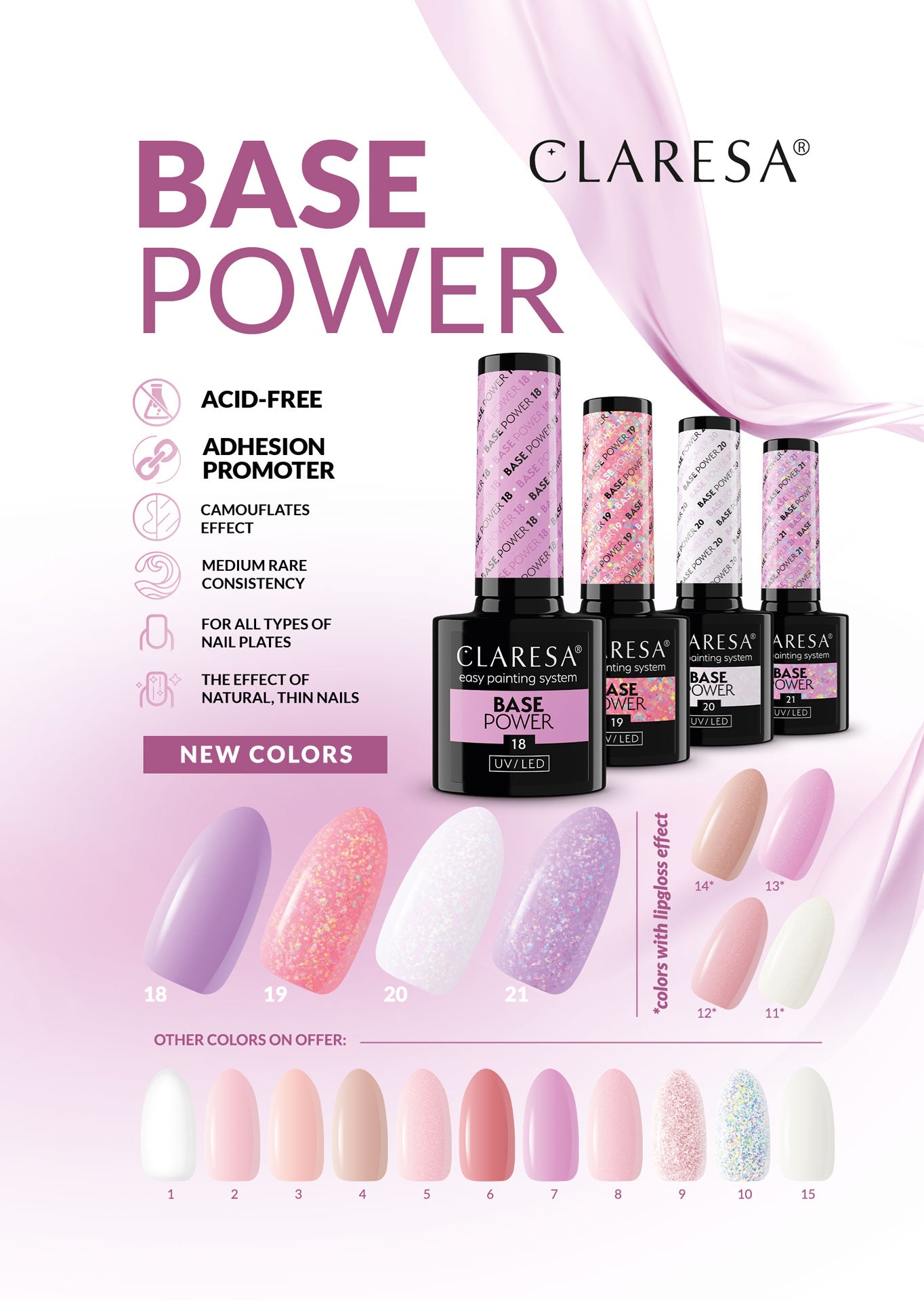 Claresa - Baza Power 18 Kolor Liliowy -5g