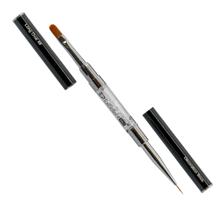 Excellent Pro Pędzelek 2in1 Long Oval #4 Deco #9 z cyrkonią