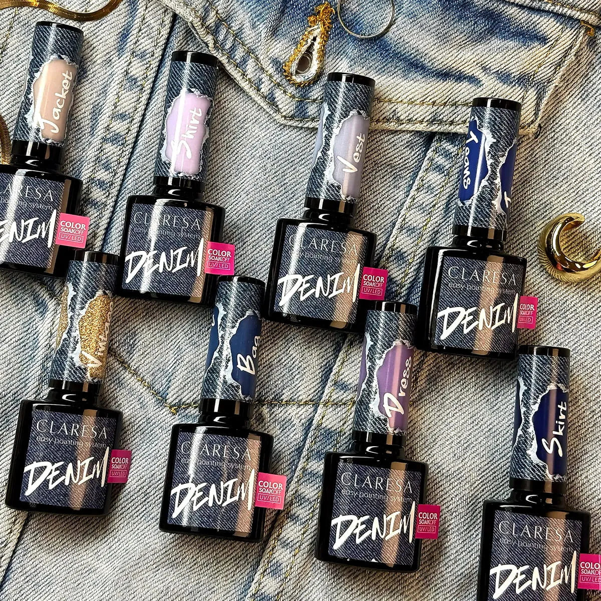 Claresa Lakier hybrydowy DENIM VINTAGE ze złotymi drobinami 5 g