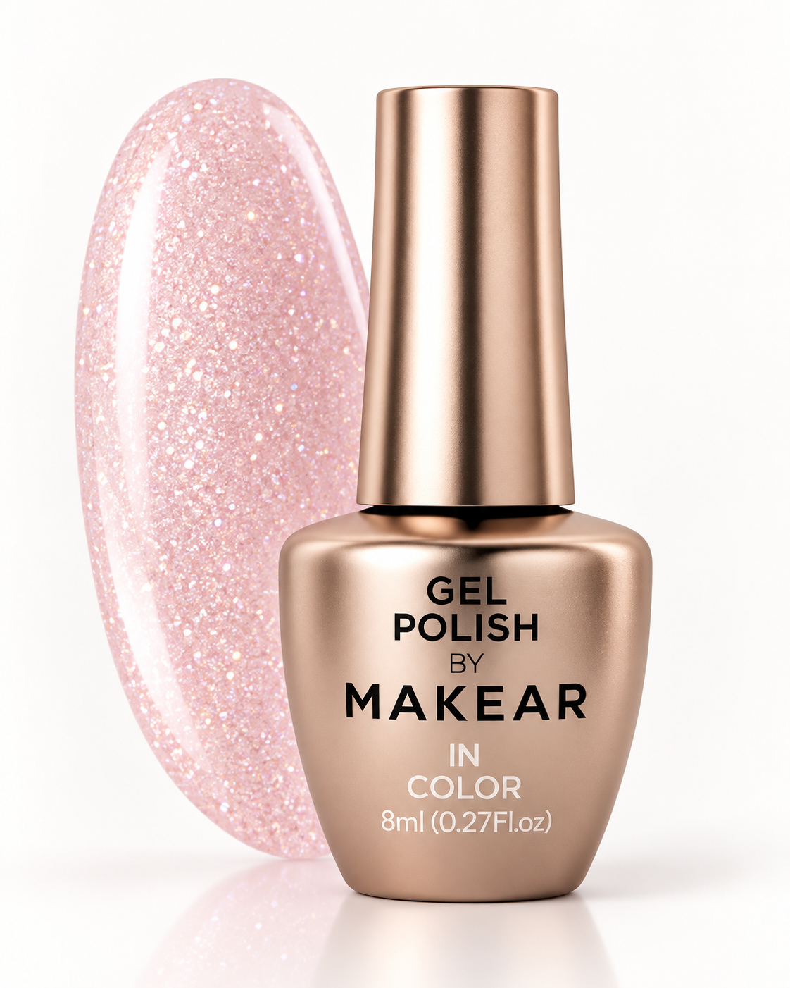 Makear Lakier hybrydowy Gimme 640 nr 643 Różowy z brokatem 8 ml