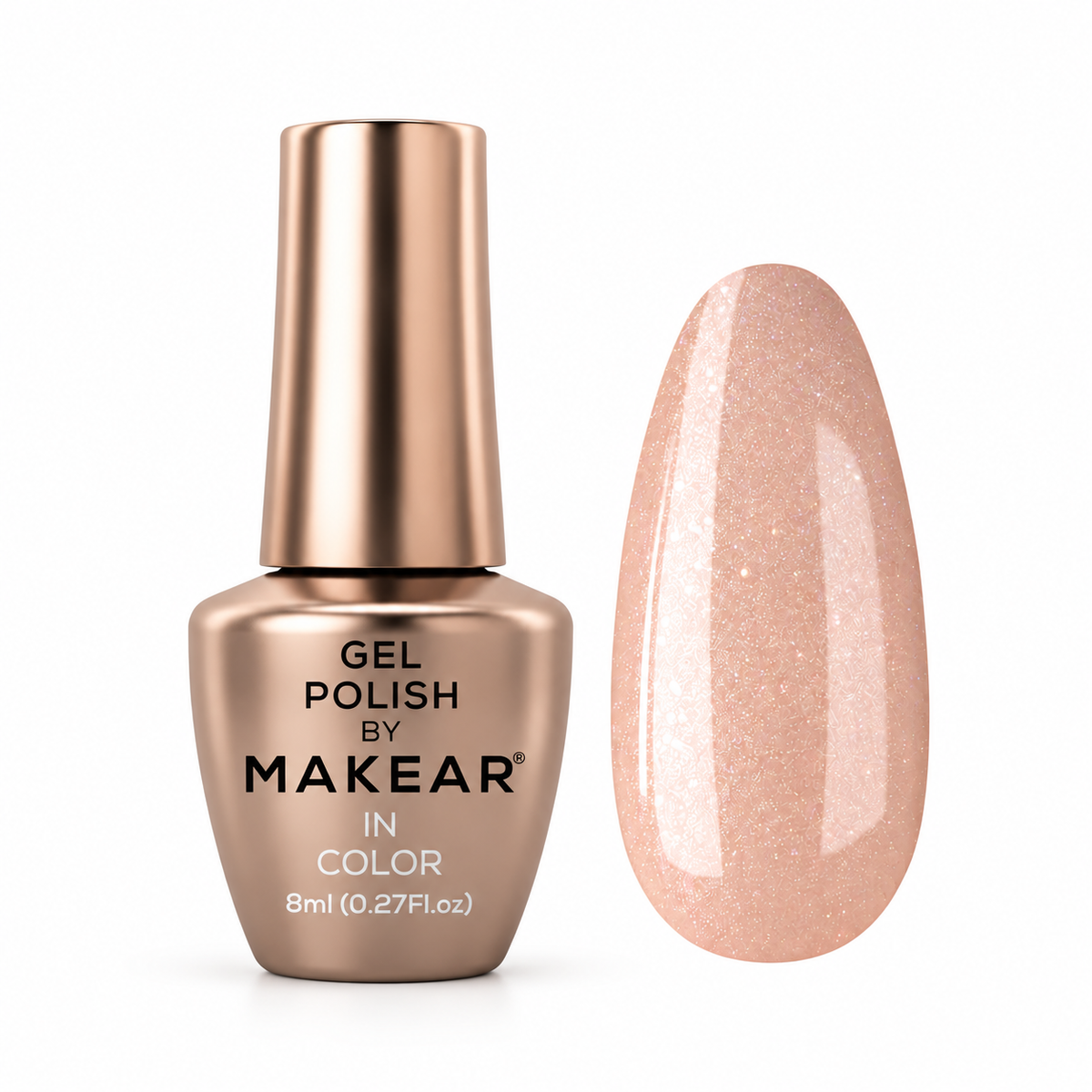 Makear Lakier hybrydowy Gimme 640 nr 644 Beżowy z brokatem 8 ml