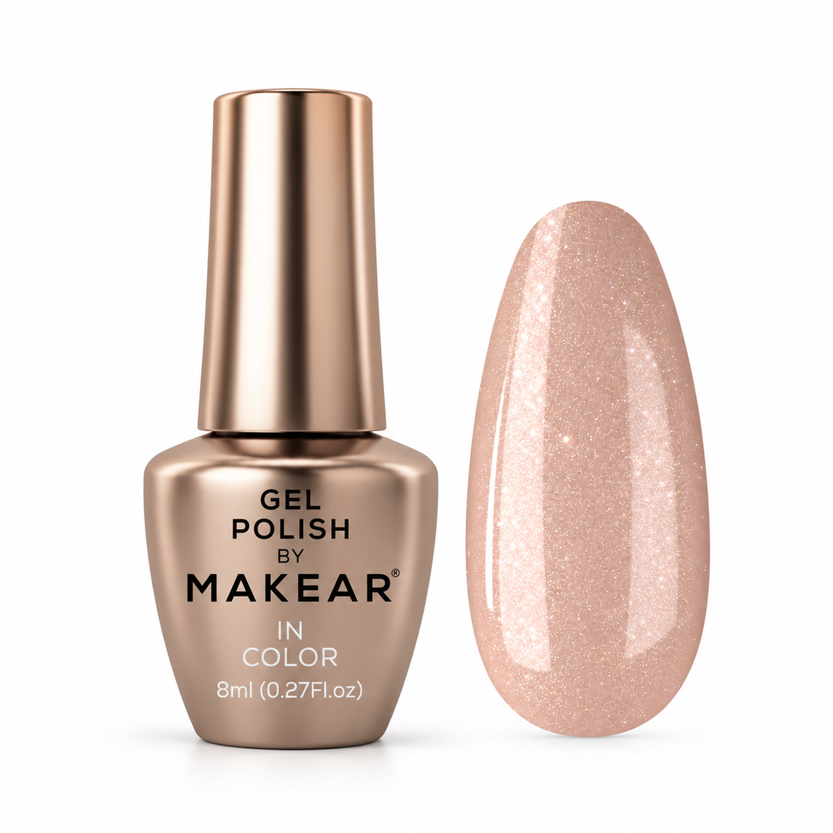 Makear Lakier hybrydowy Gimme 640 nr 645 Beżowy z brokatem 8 ml