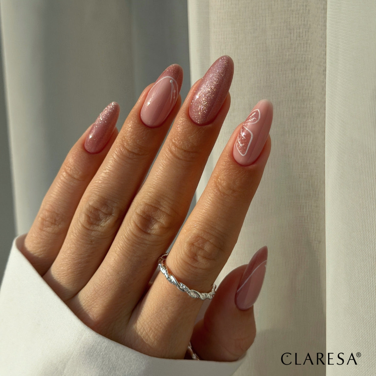 Claresa - Lakier Hybrydowy Nude Glow Cat Eye Light Peach 5g