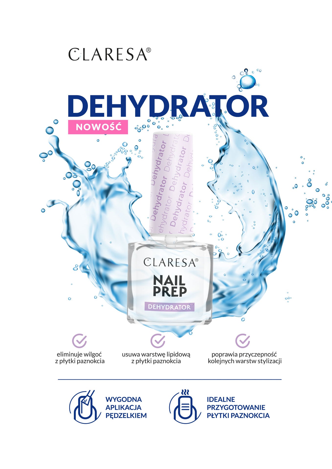 Claresa Dehydrator Preparat Do Odtłuszczania I Oczyszczania Naturalnej Płytki Paznokcia 5 ml