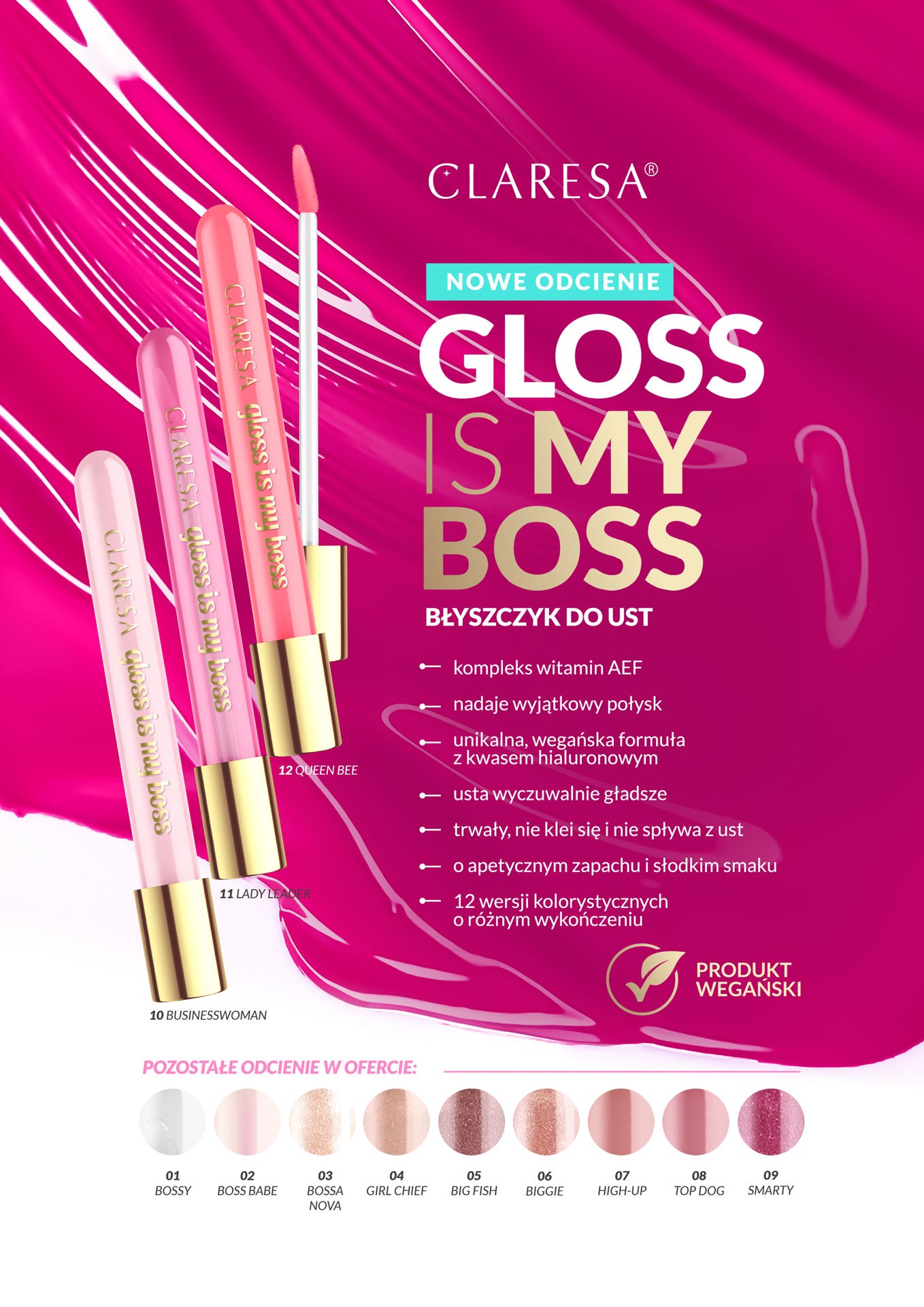 Claresa Gloss Is My Boss Nawilżający Błyszczyk Do Ust 11 Lady Leader 5g