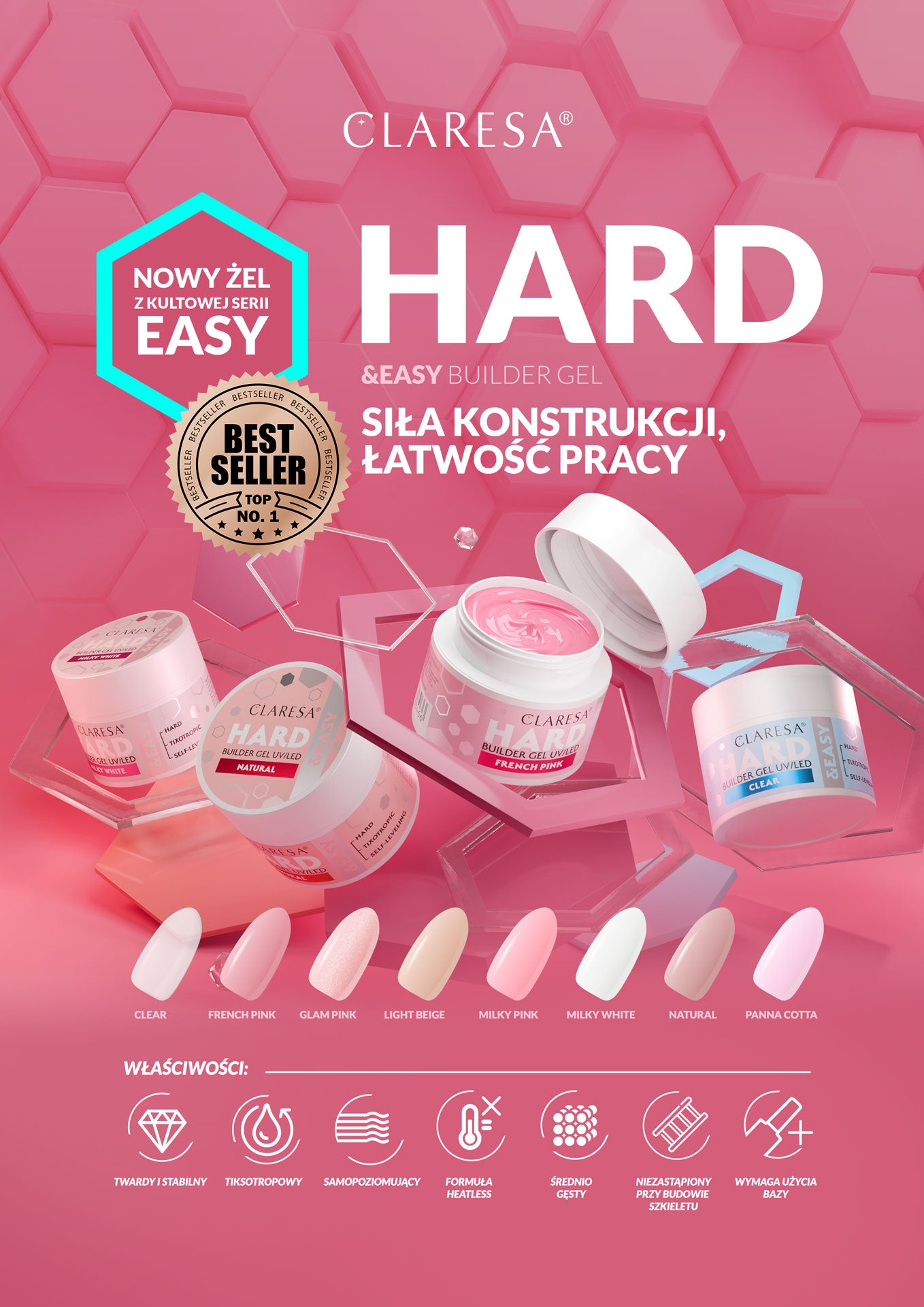 Claresa Żel Budujący Hard&Easy Builder Gel Milky White 12g
