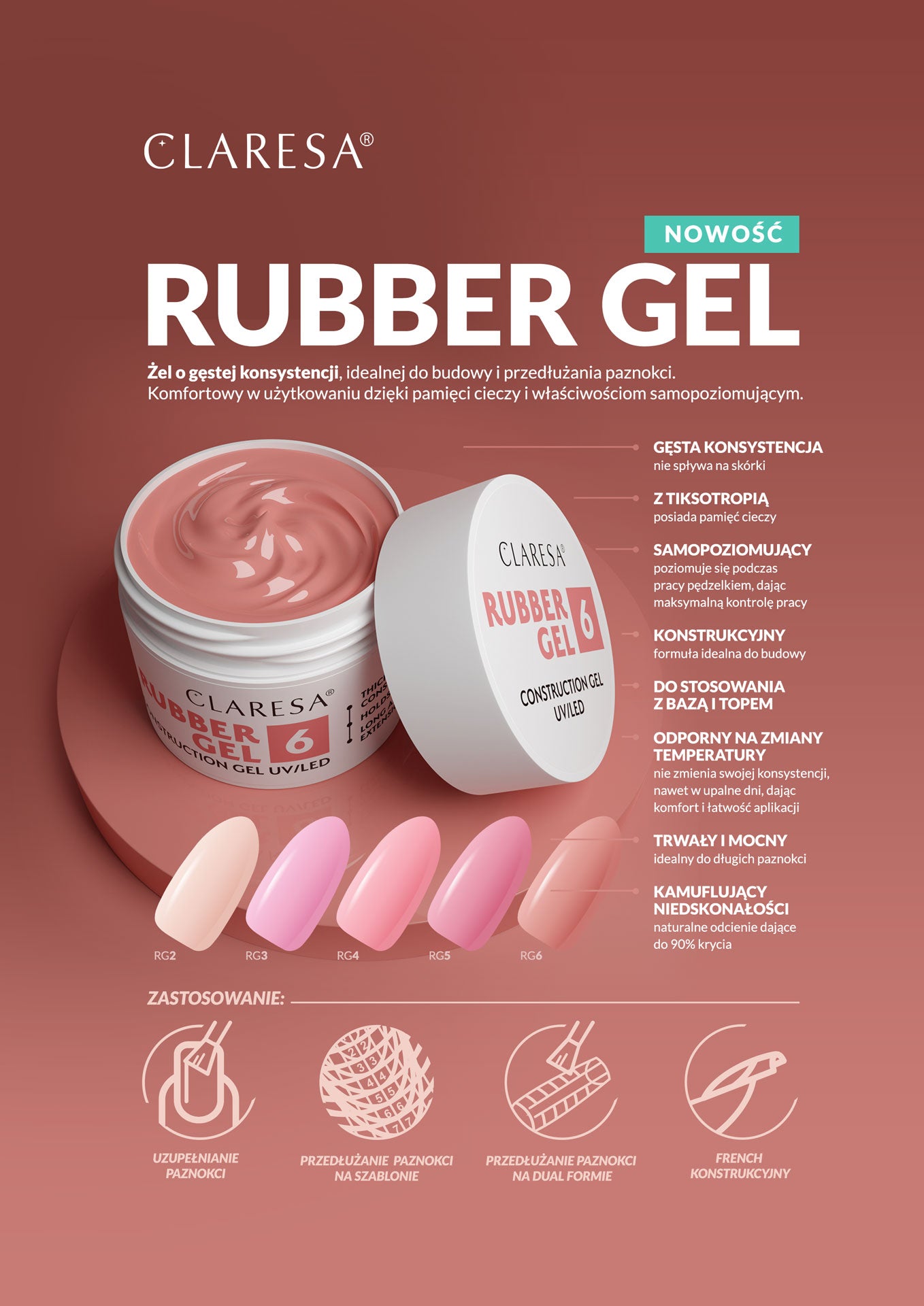 Claresa - Żel Budujący Rubber Gel 3 45g