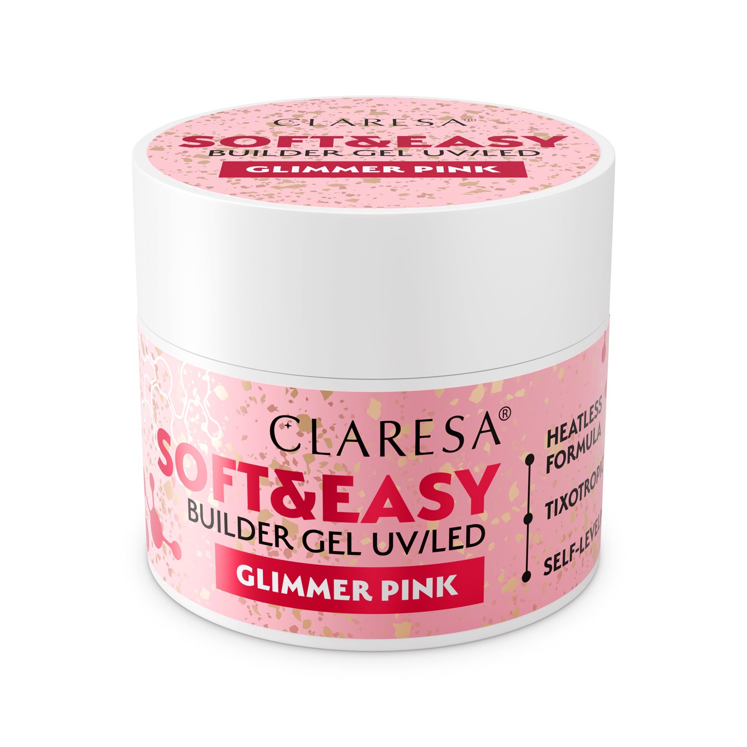 Claresa - Żel budujący SOFT&EASY Builder Gel Glimmer Pink 45g