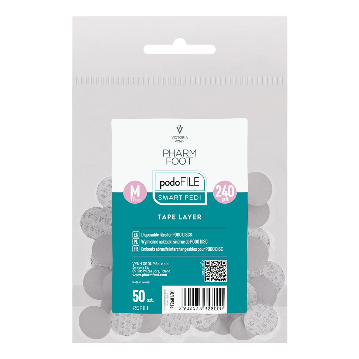 Pharm Foot Podo File Refill Tape Layer 240, M Wymienne Nakładki Ścierne Na Podo Disc 50 Szt. W Woreczku