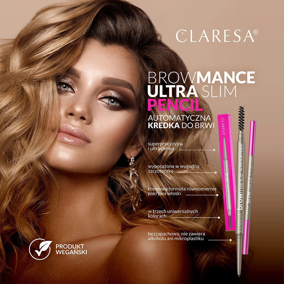 Claresa Browmance Ultra Slim Pencil Automatyczna Kredka Do Brwi 02 Medium Brown