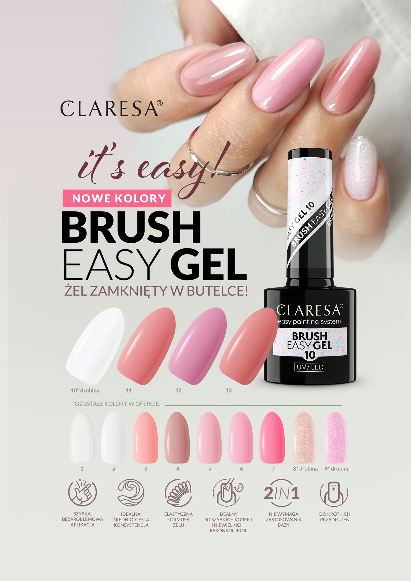 Claresa Żel W Butelce Z Pędzelkiem Brush Easy Gel 13 5g