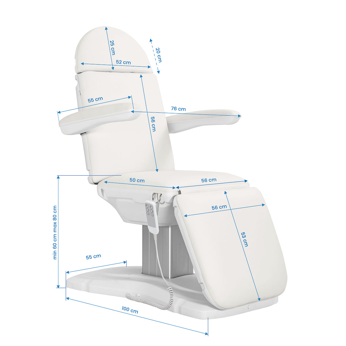 Elektryczny fotel kosmetyczny SILLON Eclipse 3 siln. biały