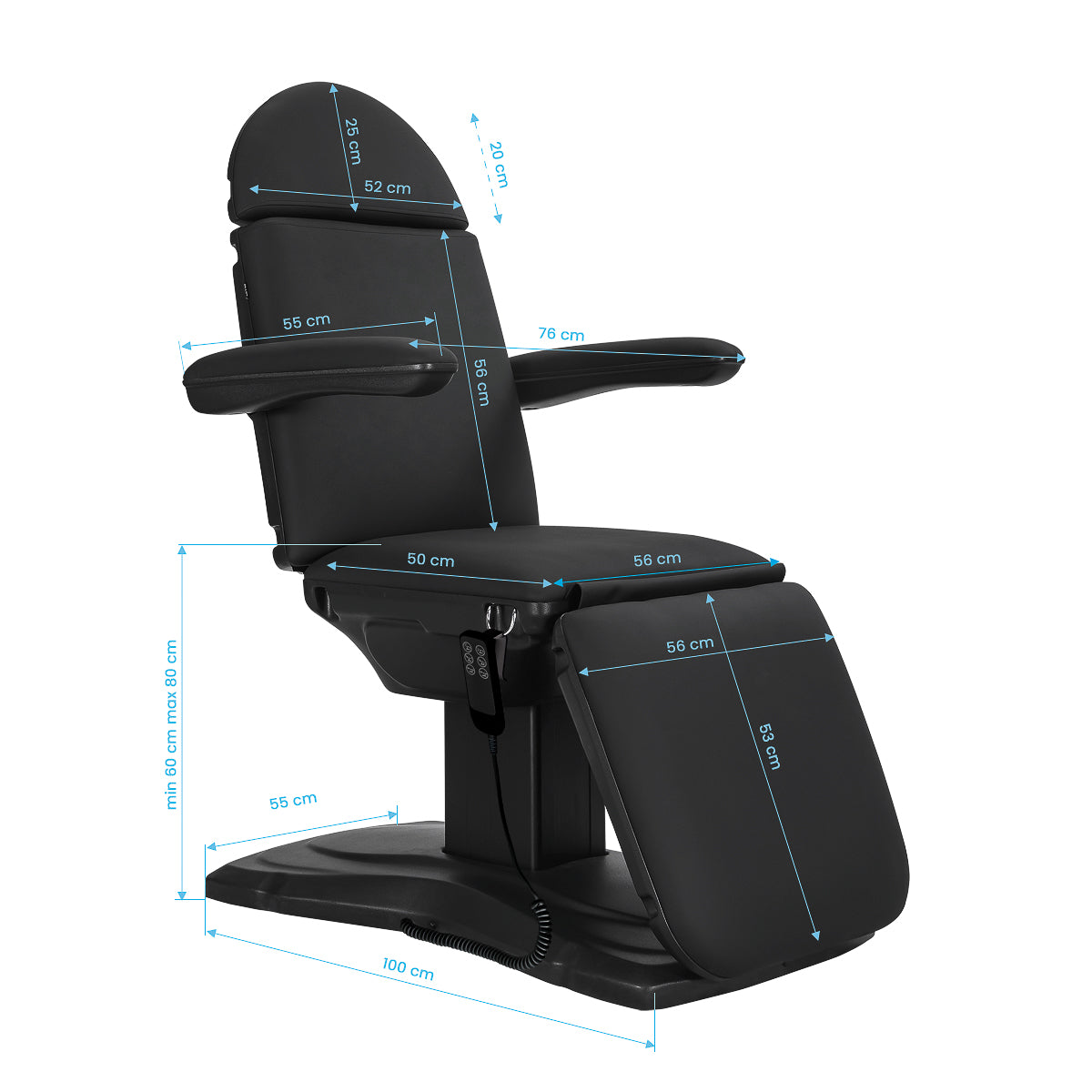 Elektryczny fotel kosmetyczny SILLON Eclipse 3 siln. czarny