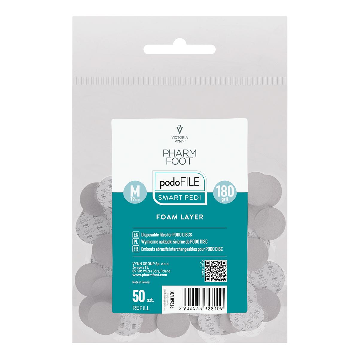 Pharm Foot Podo File Refill Foam Layer 180, M Wymienne Nakładki Ścierne Na Podo Disc 50 Szt. W Woreczku