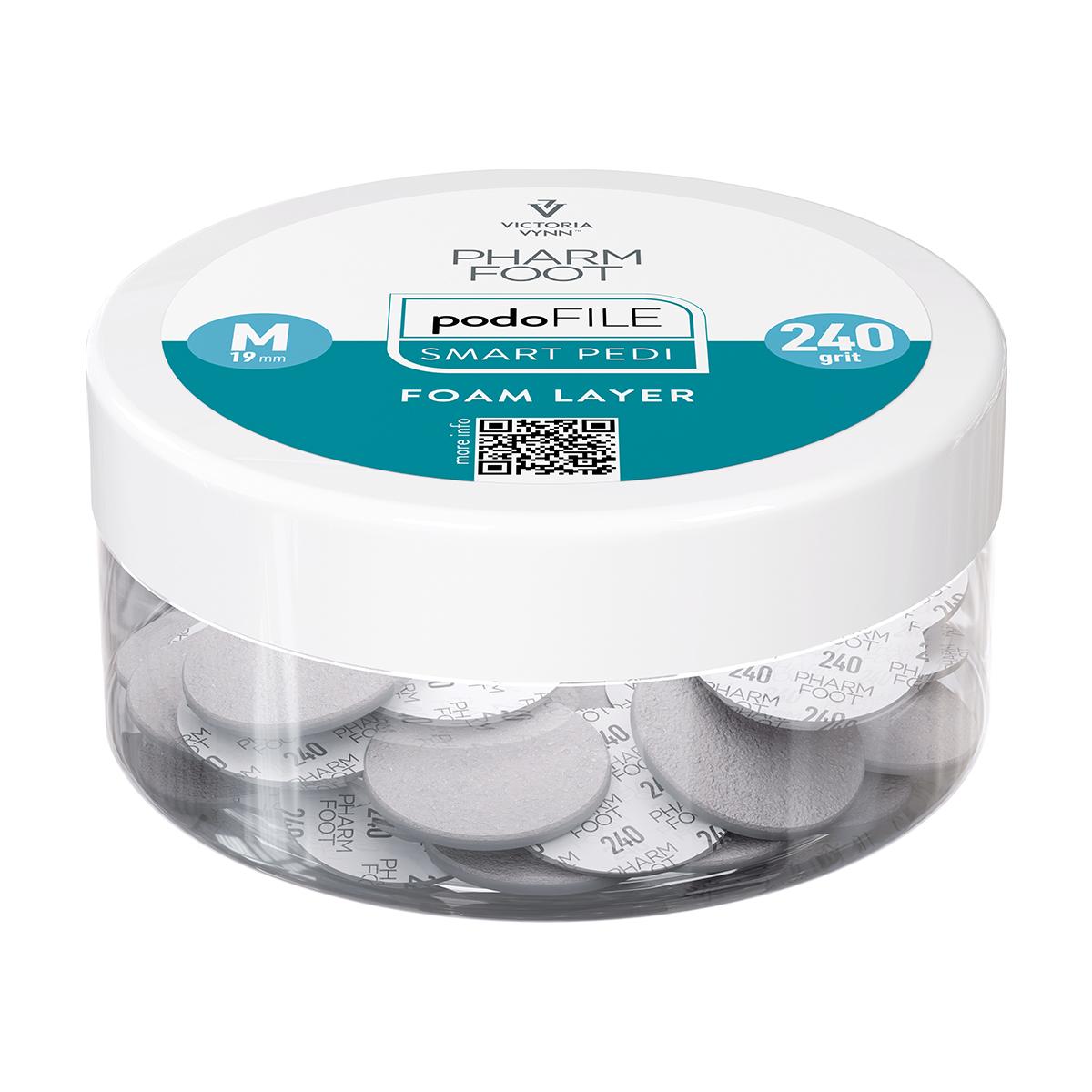 Pharm Foot Podo File Foam Layer 240, M Wymienne Nakładki Ścierne Na Podo Disc 50 Szt. W Słoiczku