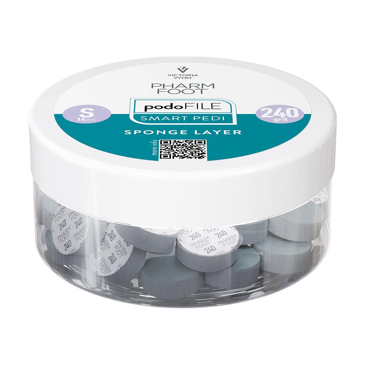 Pharm Foot Podo File Sponge Layer 240, S Wymienne Nakładki Ścierne Na Podo Disc 25 Szt. W Słoiczku