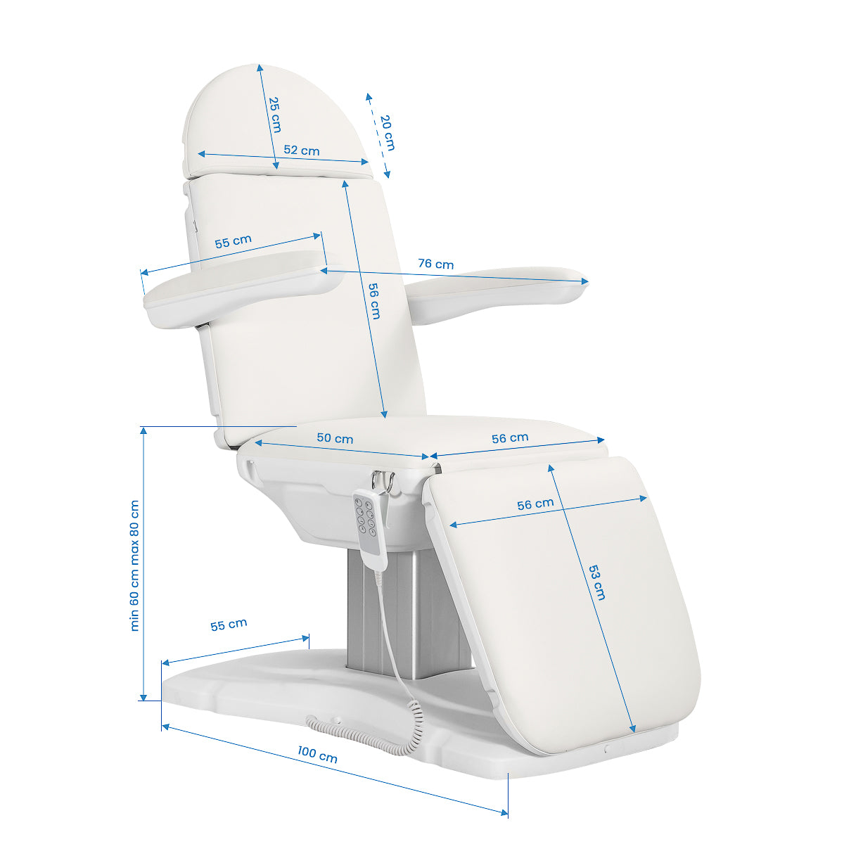 FOTEL KOSMETYCZNY ELEKTR. ECLIPSE 4 SILN. BIAŁY