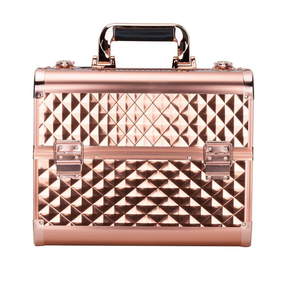 Kuferek Kosmetyczny L Fryzjerski Na Lampę Diamond 3D Rose Golden Okucia Rose Golden