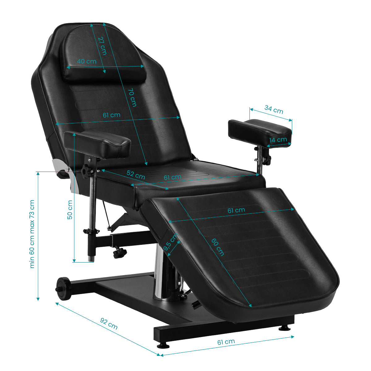 Fotel hydrauliczny do tatuażu Pro Ink 322F czarny