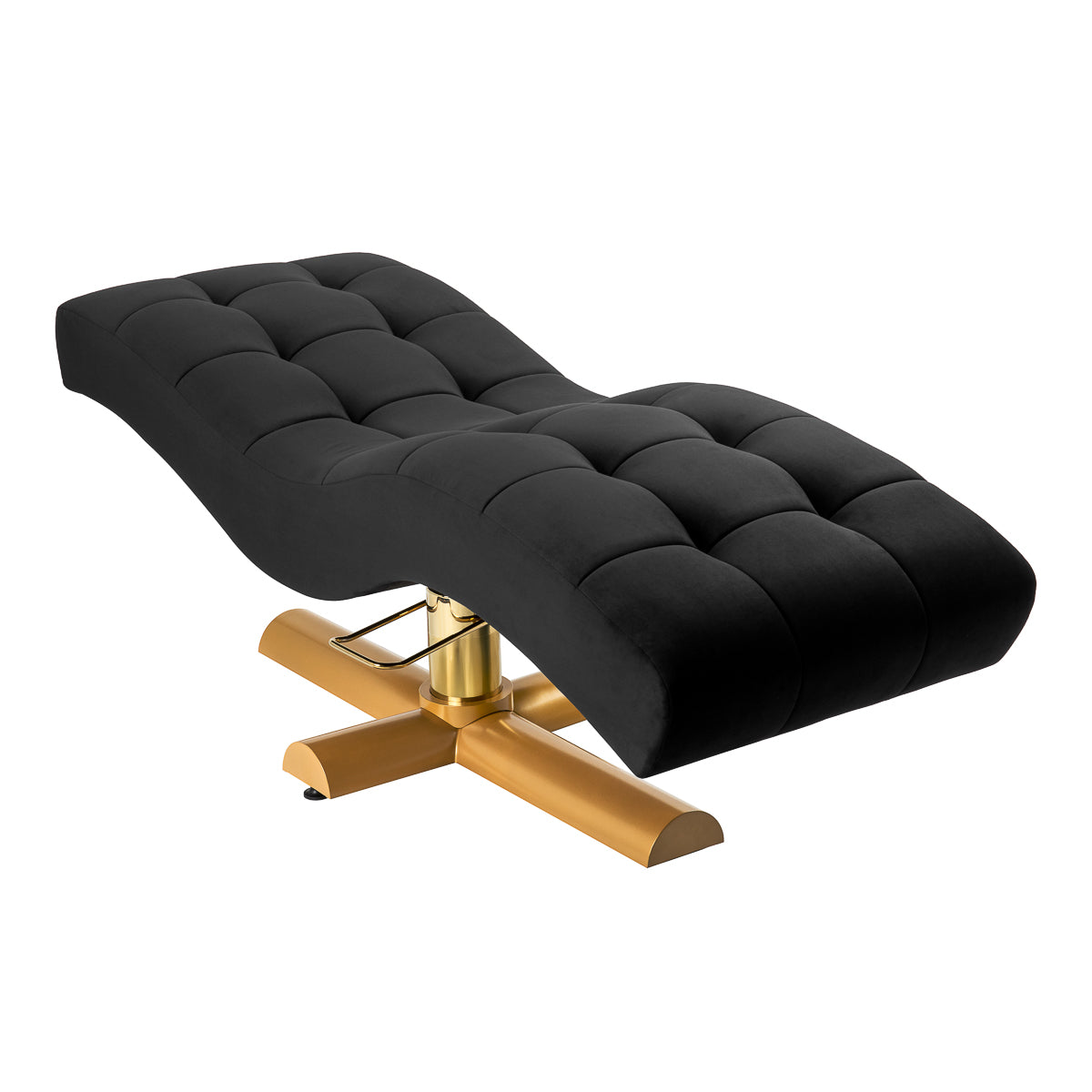 Fotel zabiegowy do rzęs Sillon Corona czarny welur ze złotą podstawą