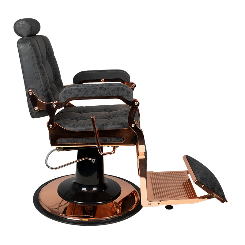 GABBIANO FOTEL BARBERSKI BOSS HD MIEDŻ OLD LEATHER CZARNY