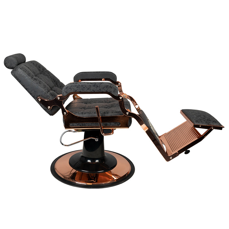 GABBIANO FOTEL BARBERSKI BOSS HD MIEDŻ OLD LEATHER CZARNY