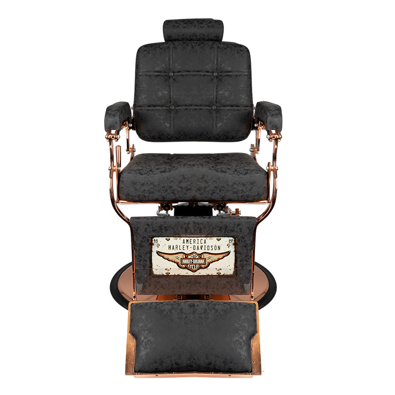 GABBIANO FOTEL BARBERSKI BOSS HD MIEDŻ OLD LEATHER CZARNY