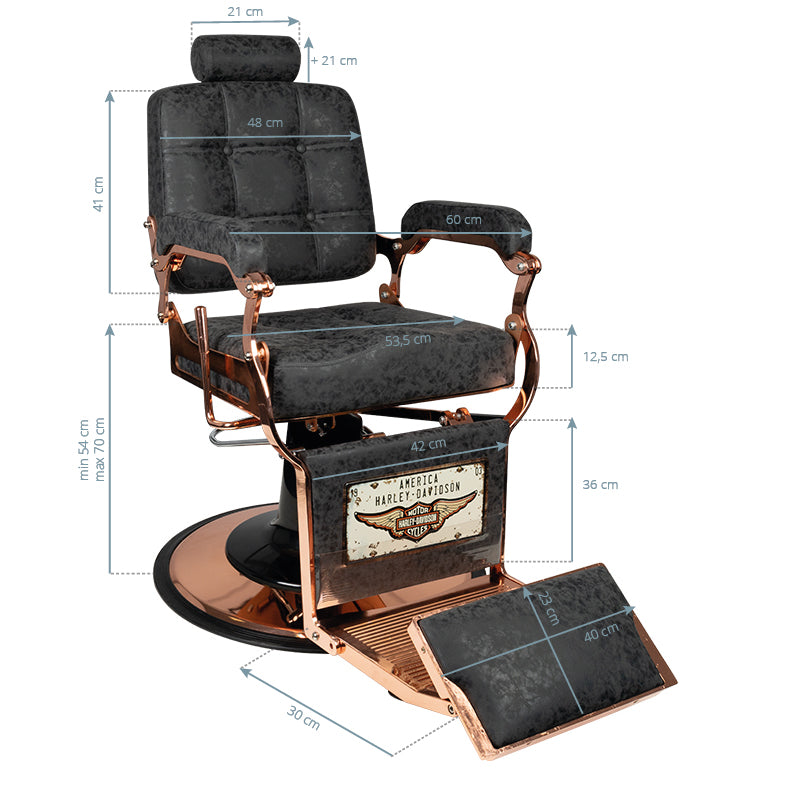 GABBIANO FOTEL BARBERSKI BOSS HD MIEDŻ OLD LEATHER CZARNY