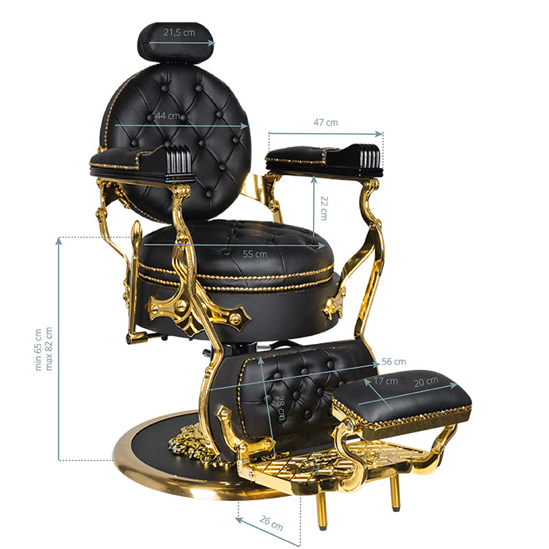 GABBIANO FOTEL BARBERSKI CESARE GOLD CZARNY