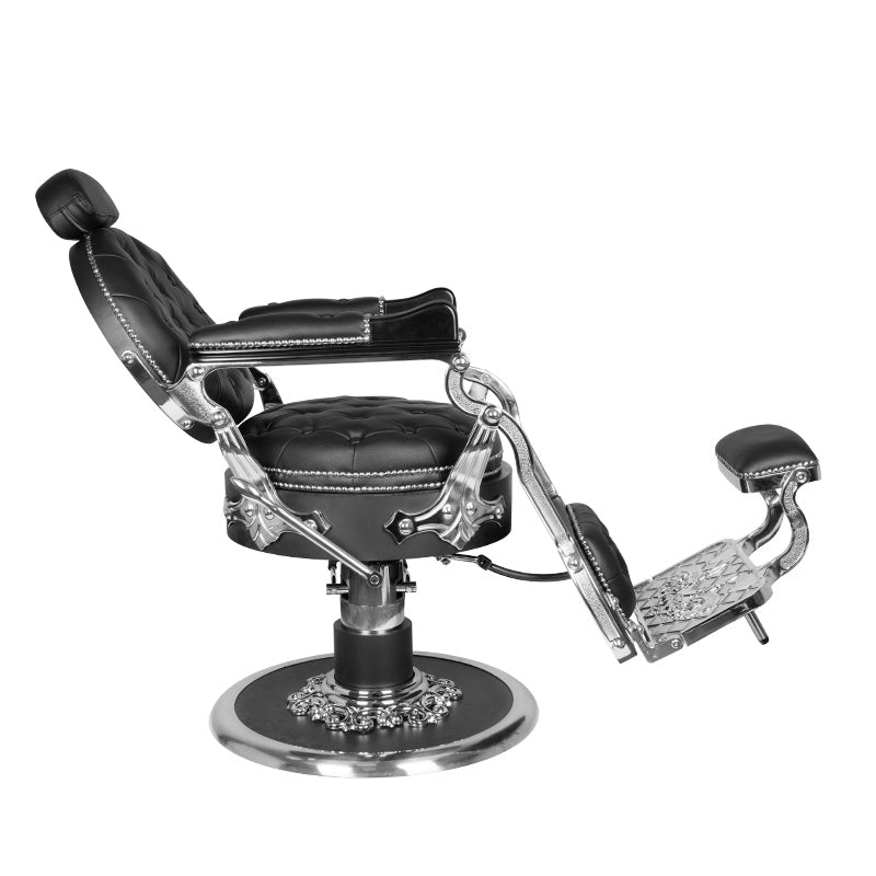 GABBIANO FOTEL BARBERSKI CESARE SILVER CZARNY