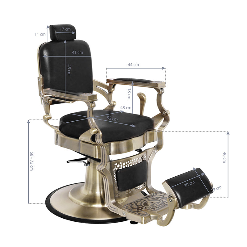 GABBIANO FOTEL BARBERSKI CORRADO SILVER MAT CZARNY