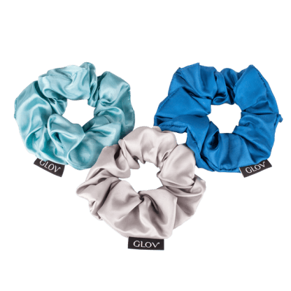 Glov - Gumki do Włosów Scrunchies 3-Pak Silk Satine Blue Set