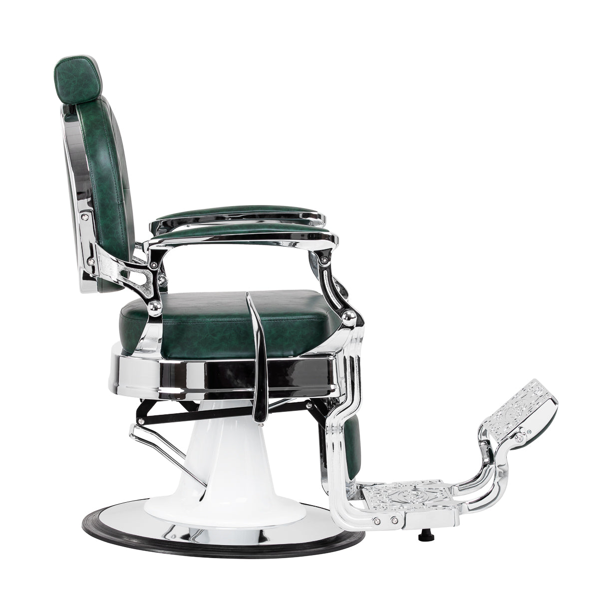 Gabbiano fotel barberski President Zielony z chromowaną ramą