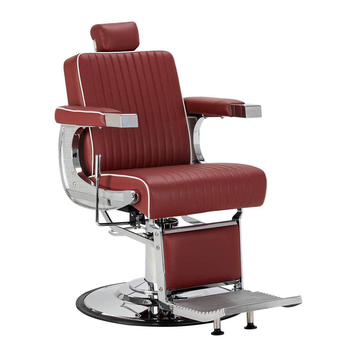 Gabbiano fotel barberski Visionerio czerwony chrom rama