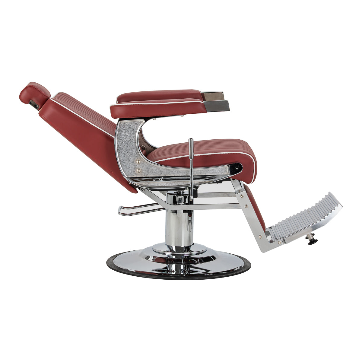 Gabbiano fotel barberski Visionerio czerwony chrom rama
