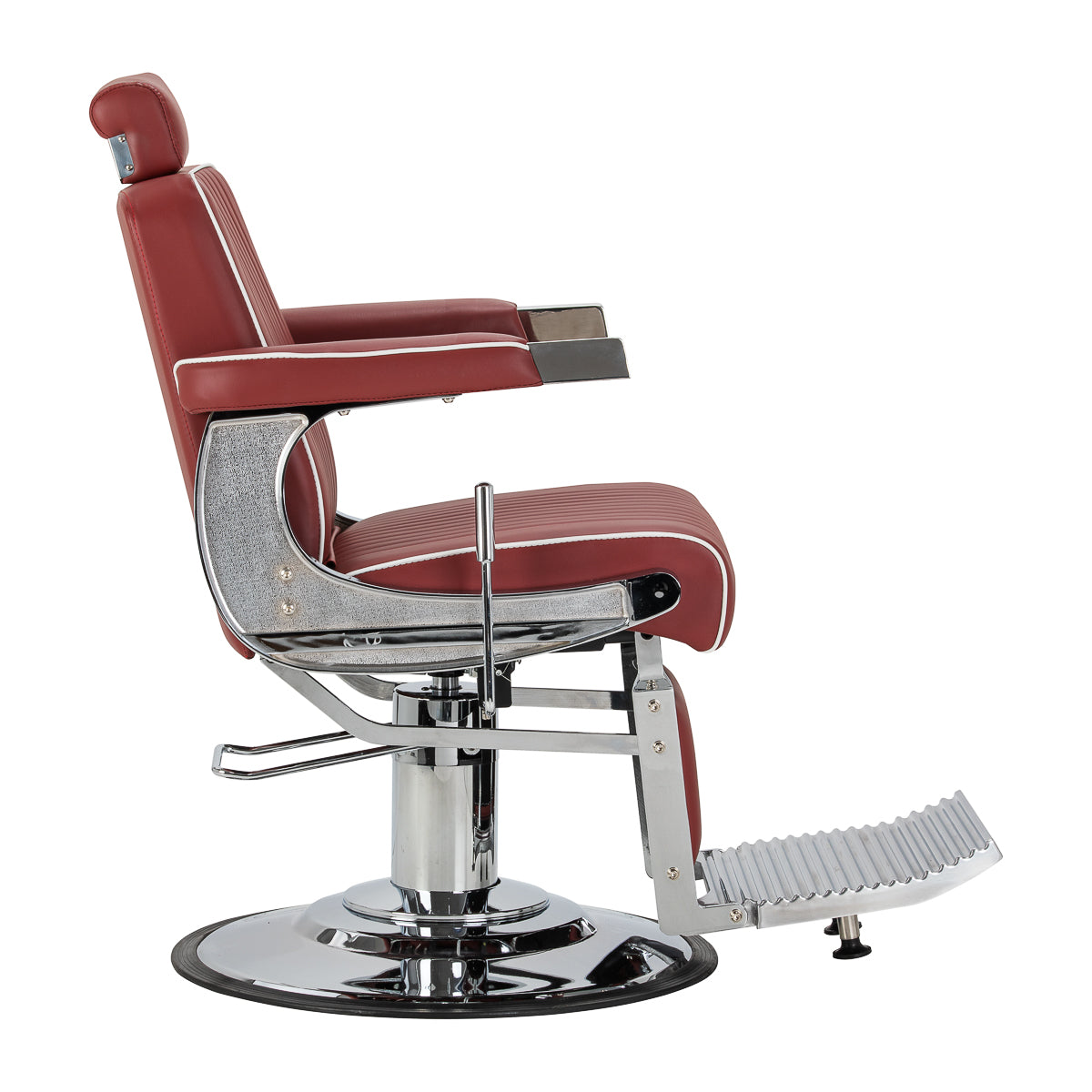 Gabbiano fotel barberski Visionerio czerwony chrom rama