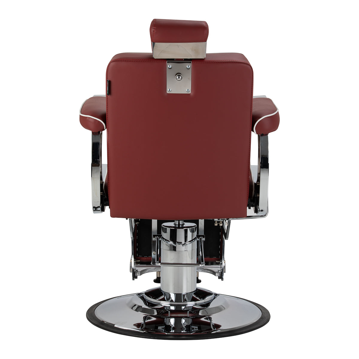 Gabbiano fotel barberski Visionerio czerwony chrom rama