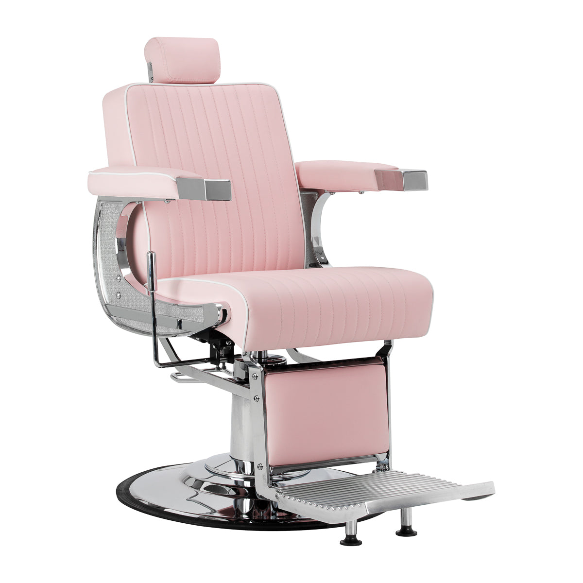 Gabbiano fotel barberski Visionerio różowy chrom rama