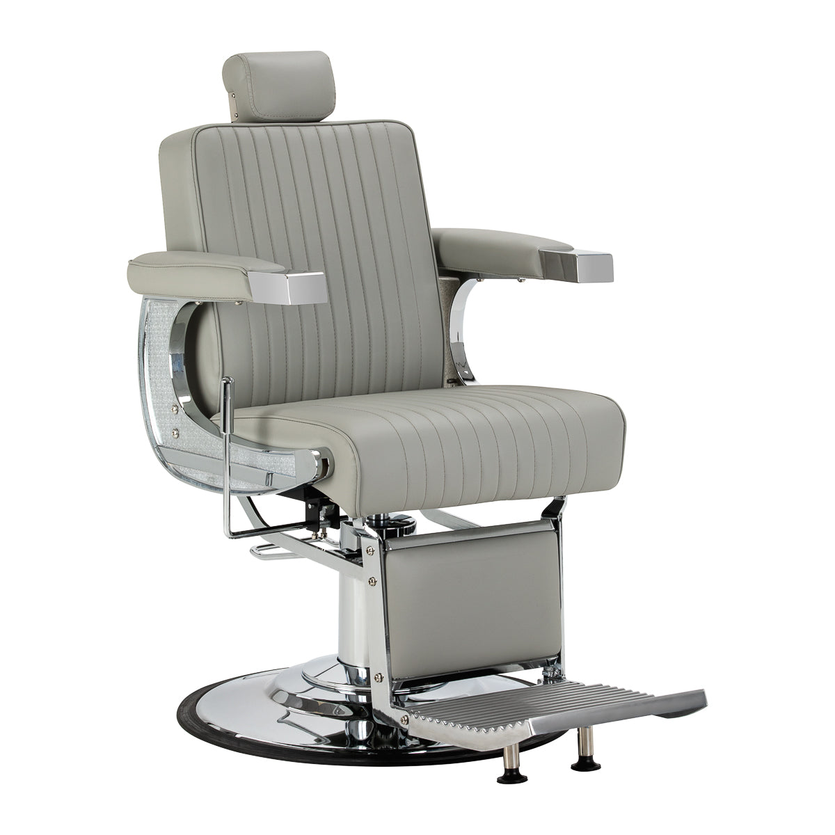 Gabbiano fotel barberski Visionerio szary chrom rama
