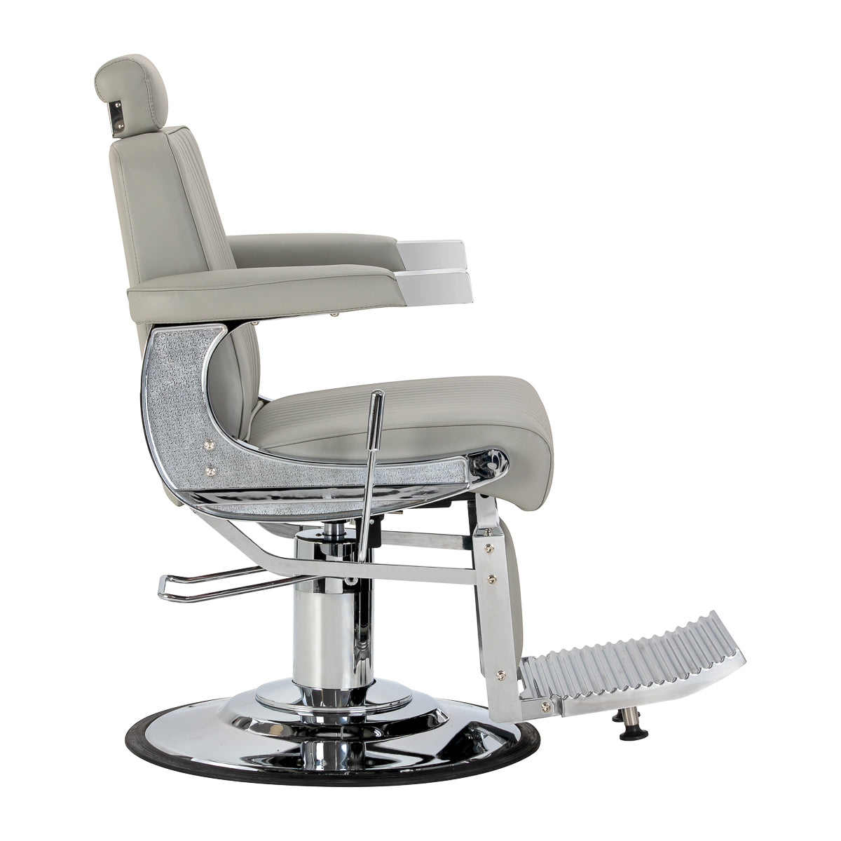 Gabbiano fotel barberski Visionerio szary chrom rama