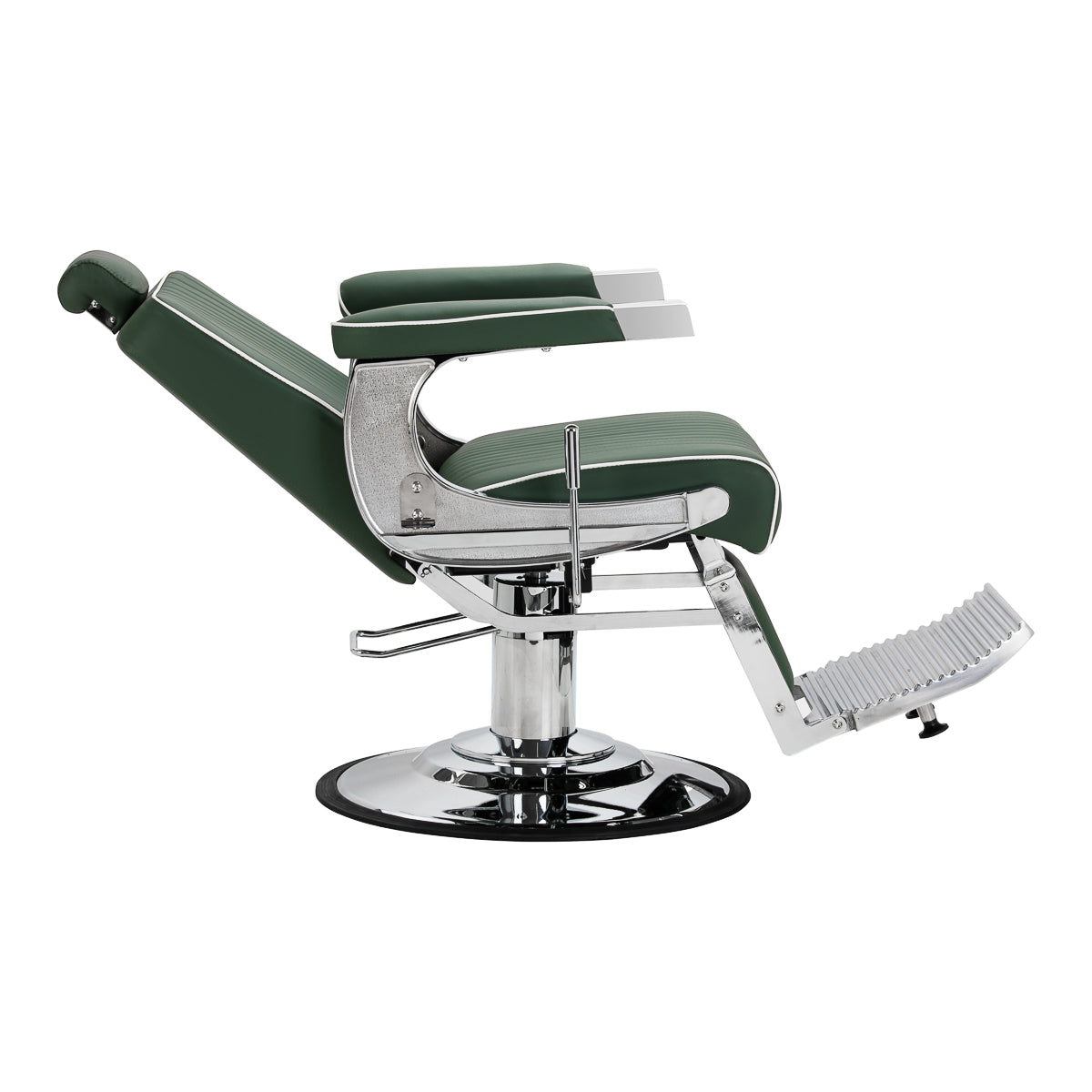 Gabbiano fotel barberski Visionerio zielony chrom rama