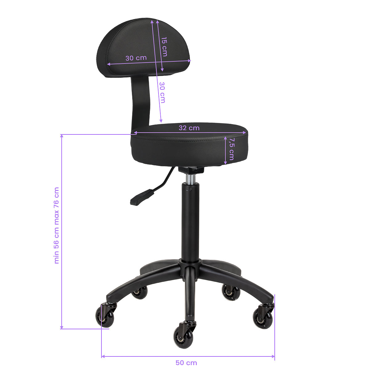 Gabbiano taboret fryzjerski D026 czarny