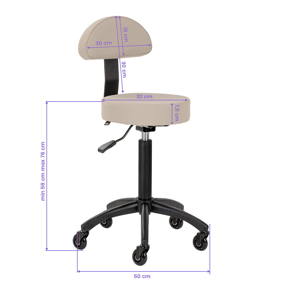 Gabbiano taboret fryzjerski D026 szarobeżowy