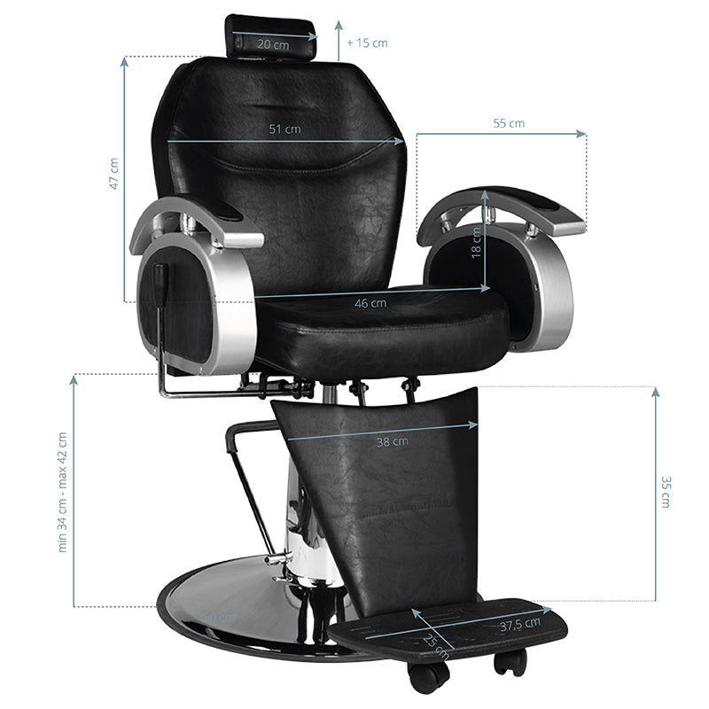 HAIR SYSTEM FOTEL BARBERSKI SM106 CZARNY