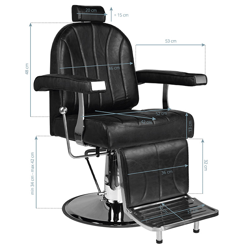 HAIR SYSTEM FOTEL BARBERSKI SM138 CZARNY