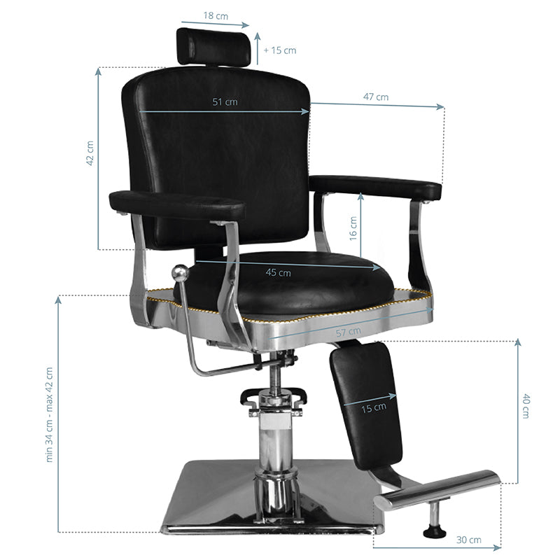 HAIR SYSTEM FOTEL BARBERSKI SM180 CZARNY
