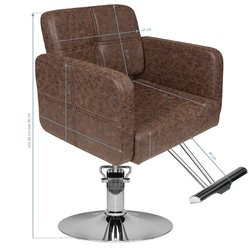 HAIR SYSTEM FOTEL FRYZJERSKI HS10 BRĄZOWY