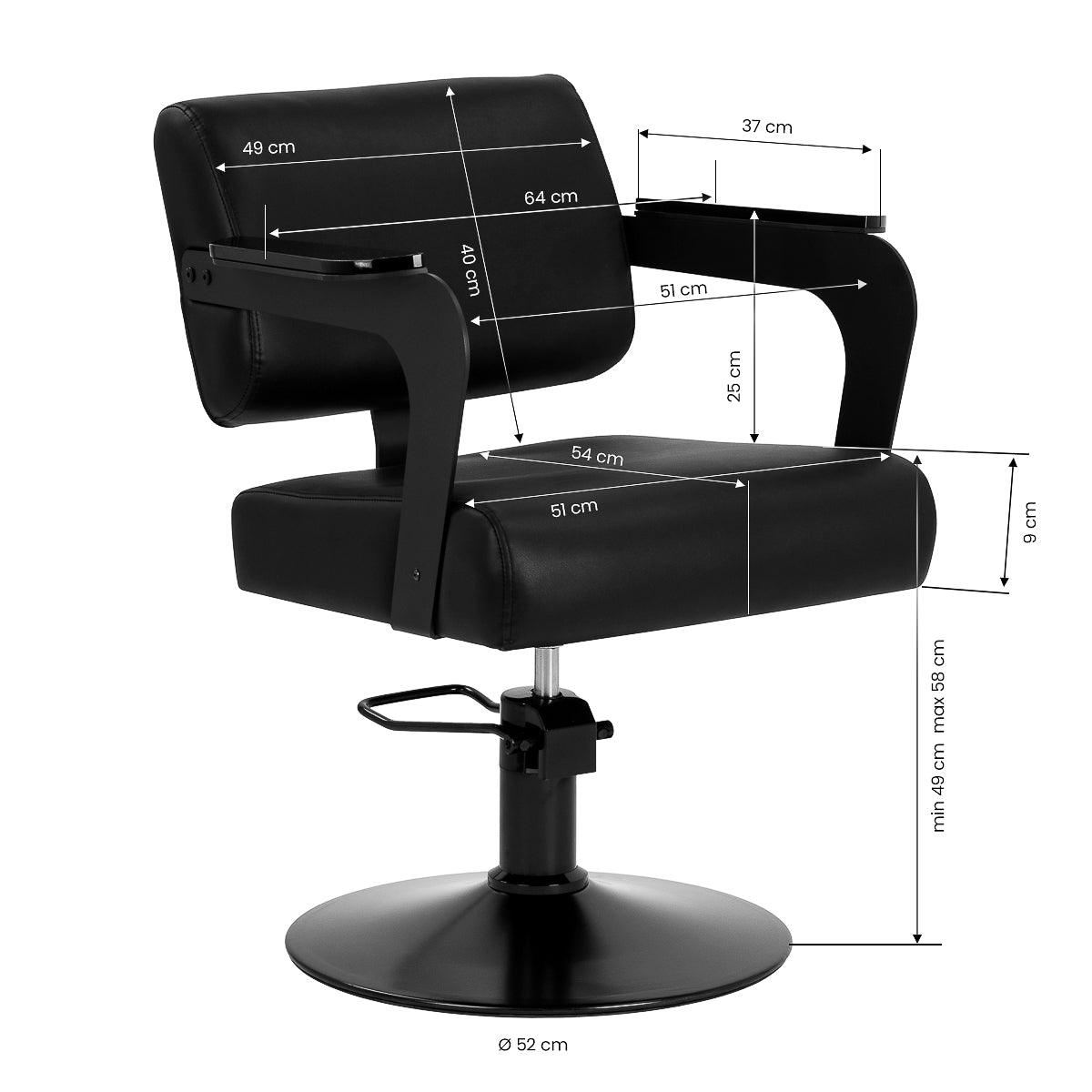 Hair System Fotel fryzjerski Jet noir Czarny