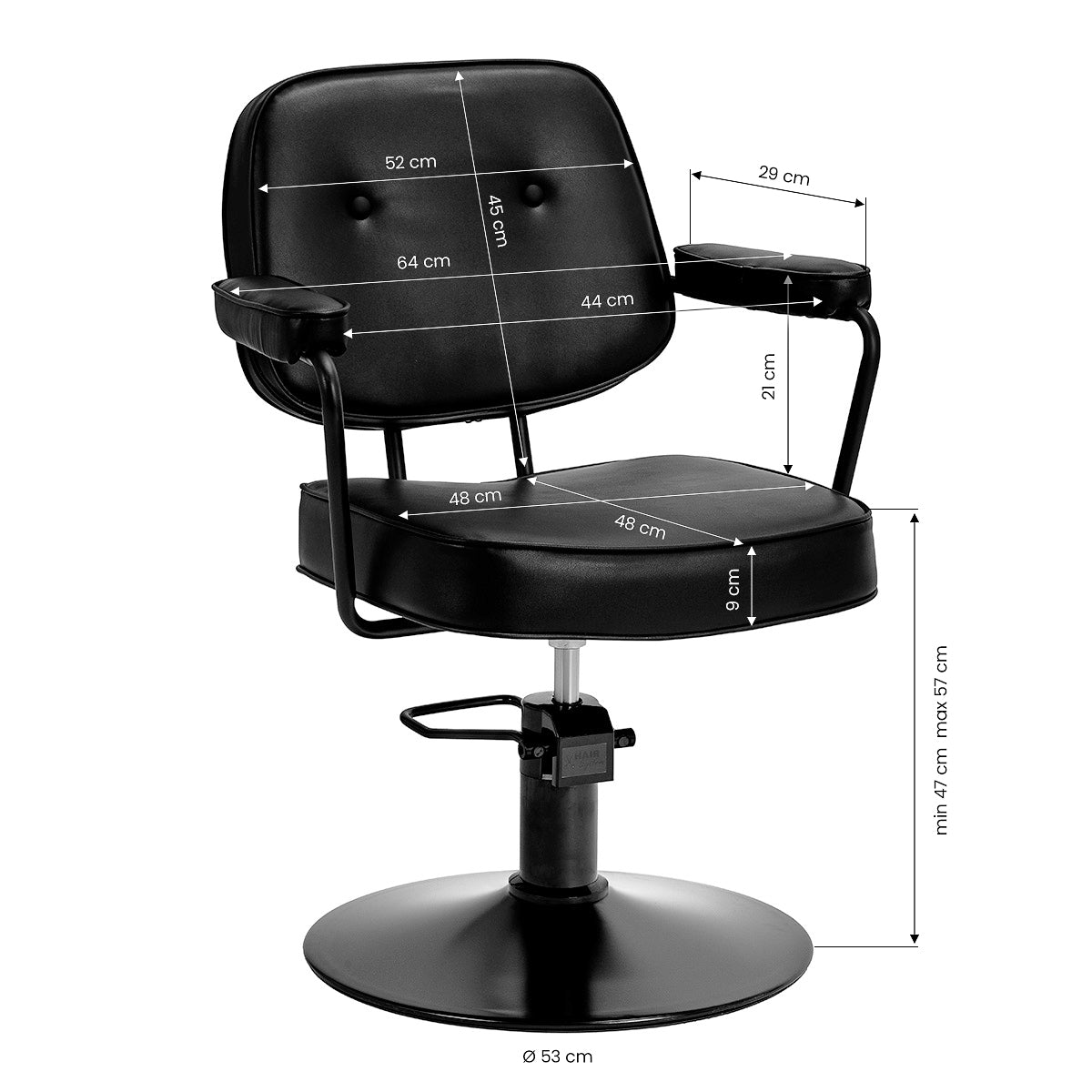 Hair System Fotel fryzjerski Tru noir Czarny