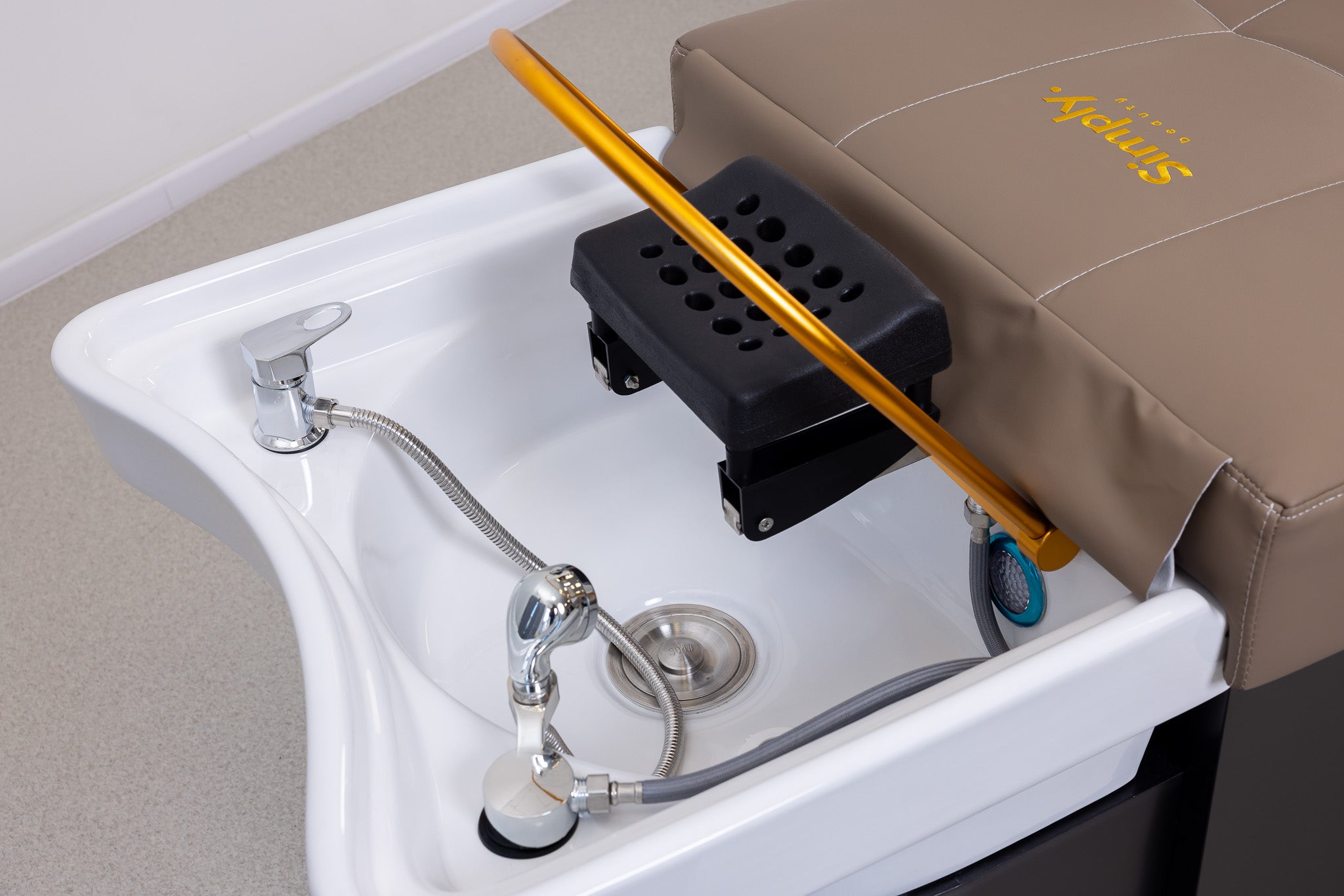 Simply Beauty Simply Head Spa Wanna Spa SIMPLY Head Z Misą Ceramiczną, Podstawą Chromowaną W Kolorze Czarnym, Brązowa